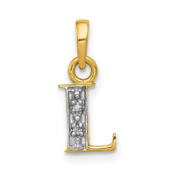 The Chloe Mini Diamond Accent initial L Pendant in 14k Yellow Gold